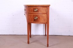 Baker Furniture Federal Inlaid Mahogany and Satinwood Demilune Cabinet