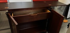 Baker Knapp & Tubbs Antique Brown Wood Drop Leaf Cabinet 2 Raised Panel Doors