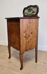 Antique Sheet Music Cabinet W/ Mirror-Victorian Solid Wood Record Storage Table