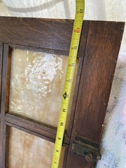 Antique Wood cabinet door Craftsman slag glass Primitive Hoosier architectural