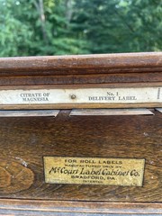 Antique McCourt Label Co Cabinet Medical Apothecary Display Label Dispenser