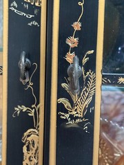 Vintage Drexel Heritage Asian Chinoiserie Black China Cabinet Curio Storage