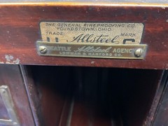 Antique Utility 3 Drawers Card File Cabinet Metal Wood Grain Allsteel Co.