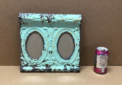 VTG Shabby Green Double 4×6 Oval Photo Ceiling Tin Picture Frame Old 663-26B