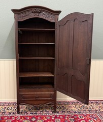 Antique French Louis XV Style Armoire Cupboard Linen Cabinet Bonnetiere Oak