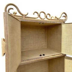 Chinoiserie Rattan Cabinet with Natural Bent Wood & Pencil Reed Base by Hickory