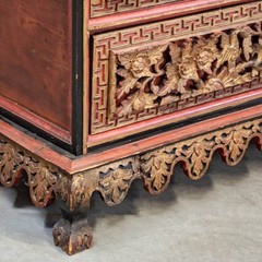 Indian Carved & Painted 2 Piece Sumatra Cabinet