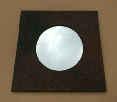 VTG Decorative Salvaged Tin Ceiling 23″ SQ. Rust Round Mirror Metal Old 790-25B