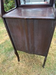 Best Antique Mahogany Sheet Music Cabinet with Beveled Mirror & Top Shelf Larkin