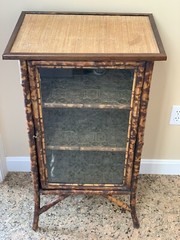 Antique English Japanese Wall Curio Display Cabinet Bookcase Bamboo Victorian