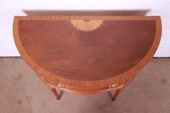 Baker Furniture Federal Inlaid Mahogany and Satinwood Demilune Cabinet