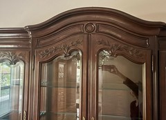Tall French Carved Hickory White Vintage Wood 6 x 7 ft high China Hutch Cabinet