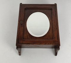 Medicine Cabinet Apothecary Kitchen Bathroom wood Oval Beveled glass mirror Gorg