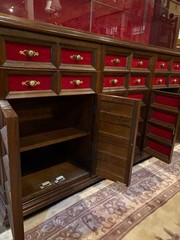 Custom Vintage Mid-Century Modern Mahogany Glass Front Hutch