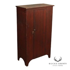 Antique Primitive Painted Single Door Cupboard