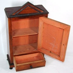 Antique French Charles X Ebeniste’s Apprentice Doll Sized 16″ Miniature Armoire