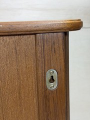 Vintage Mid Century Eppco Enterprises Teak Tambour Slide Door Wall Mount Cabinet