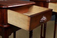 Antique English Victorian Small Pair Mahogany Bedsides Locker Tables Nightstands