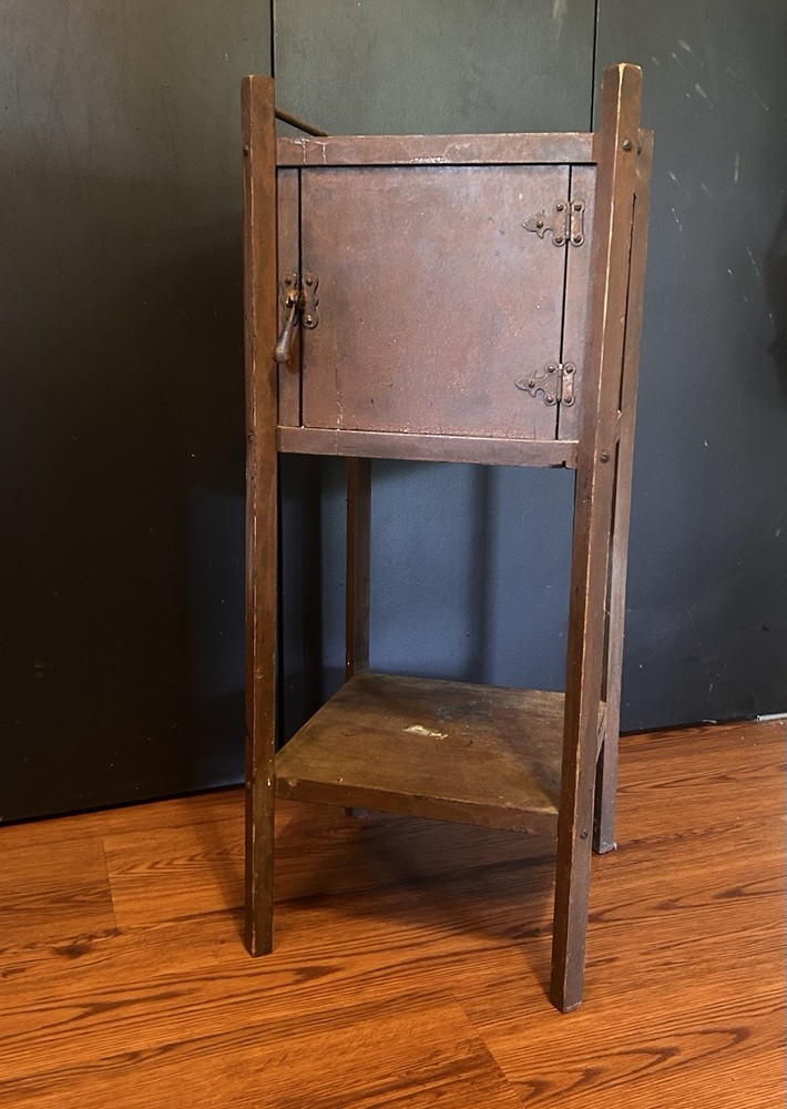 Antique Wood Cigar/Pipe/Tobacco Cabinet 12x12x29 in, 1 Door, 2 Shelves