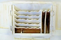 Antique Handmade White Slanted Wooden Two Door One Drawer Stationery Cabinet