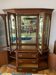 Dark wood Lighted China Cabinet Ethan Allen