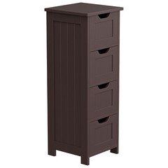 4 Drawers Freestanding Cabinet Bathroom Floor Cabinet Tower Storage Shelf Brown