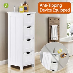 Waterproof Bathroom Cabinets White Bathroom Storage Shelf Organizer 4 Drawers