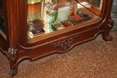 Rare French Carved Walnut Beveled Glass China Cabinet Vitrine Louis XV C1880