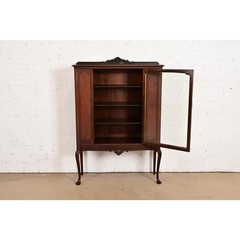 Berkey & Gay Style Antique Queen Anne Bookcase or Bar Cabinet, Circa 1920s