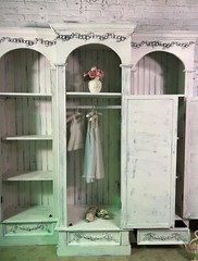 Painted Cottage Shabby Chic French Bookcase / China Hand Made Display Cabinet