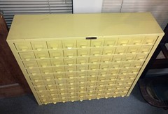 Collectible Vintage HOBART 100 Drawer Small Part File Cabinet *Yellow Unit Only