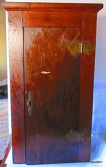 Antique Arts & Crafts Victorian 1800s Oak Wood Wall Hanging Door Lock Cabinet