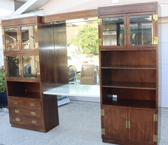 Campaign Henredon Vintage Wall Unit / Entertainment Center with Brass Hardware