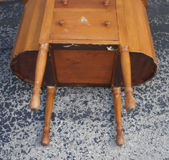 Antique Wood MARTHA WASHINGTON SEWING CABINET 3 drawer hinge lids restore READ