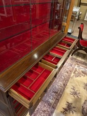 Custom Vintage Mid-Century Modern Mahogany Glass Front Hutch