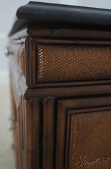 72451: Pair Of THOMASVILLE Ernest Hemingway Rattan & Stone Cabinets