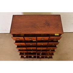 Antique Mission Oak Arts & Crafts Card Catalog or File Cabinet, Circa 1900