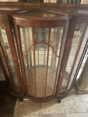 Antique 19th Century, Curved Glass Curio/China /Etagere Display Cabinet