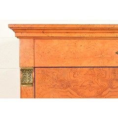 Baker Furniture French Empire Neoclassical Burl Wood Bar Cabinet, Circa 1980s