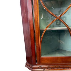 Antique Georgian hanging corner cupboard inlaid dental molding mahogany 18th