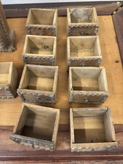 Antique Tramp Art Hanging Spice Cabinet Apothecary Collectors 10 Drawers