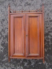 Antique Victorian Oak Stick & Ball Skeleton Key Medicine Cabinet Cupboard