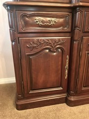 Tall French Carved Hickory White Vintage Wood 6 x 7 ft high China Hutch Cabinet