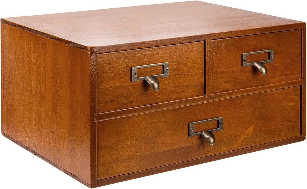 Vintage Desktop Apothecary Cabinet with 3 Drawers – Solid Wood Medicine Cabinet