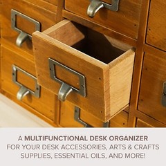 16 Drawers Wood Apothecary Medicine Cabinet Label Holder Card Catalog Organizer