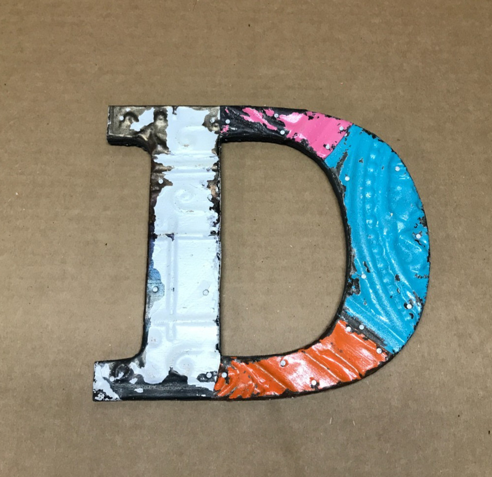 Decorative Salvaged Tin Ceiling 8″ Patchwork Mix Color Letter D Metal 613-26B