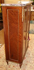 19th Century Marble Top Bronze & Plum Pudding Mahogany Cabinet By L. Cueunieres