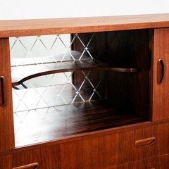 Mid Century Danish Modern Credenza Highboard Bar Sideboard Denmark Teak Drawers