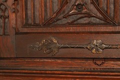 Antique Neo-Gothic Carved Oak Sideboard Server With Figural Panels