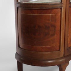 Antique French Mahogany Banded Display Vitrine With Inlay & Ormolu C1890